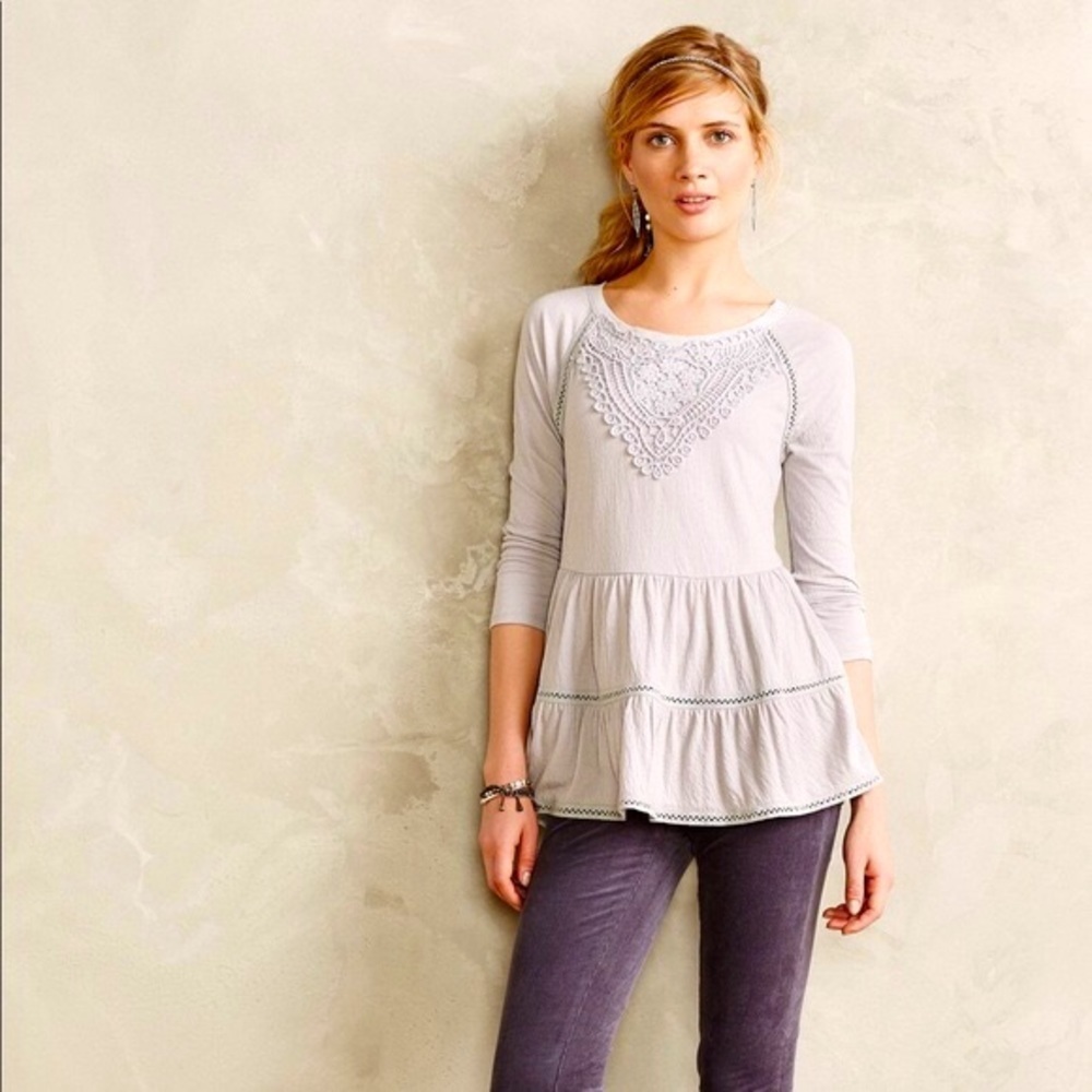Anthropologie Meadow Rue Crochet  Tiered Pemplum